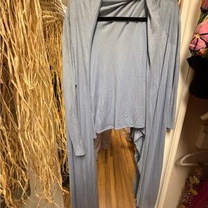 Boutique Light Blue Open Front Asymmetrical Cardigan